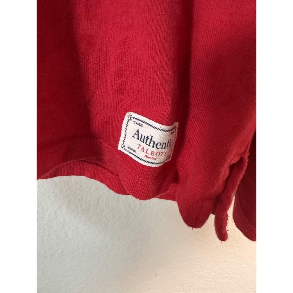 Talbots Authentic Tee Striped Nautical Long Sleeve Cotton Knit Top Red Black M - Picture 4 of 6